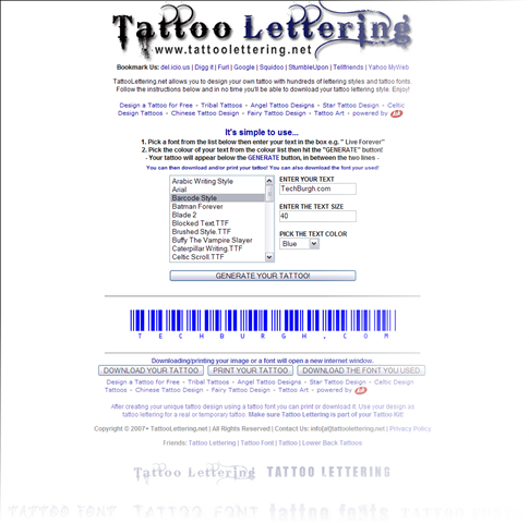 Design your tattoo text