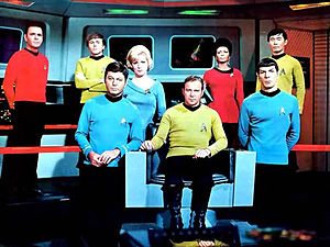Promotional photo of the cast of Star Trek dur...
