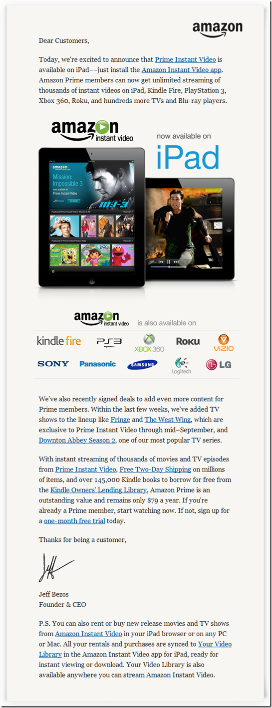 Amazon Prime Instant Video now available on iPad