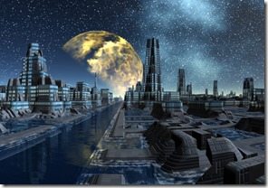 Starry Night Over An Alien City - Science Fiction Scene Part 5