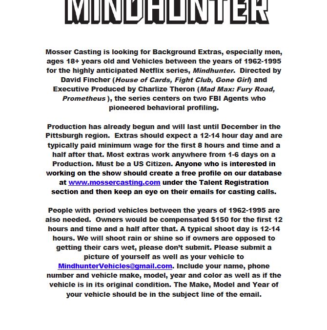 #Pittsburgh – #Netflix: #MINDHUNTER series is looking for extras