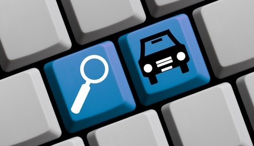 Search for cars online - symbols on computer keyboard