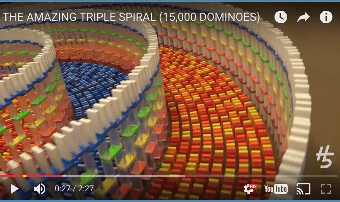 This Amazing Triple Spiral Domino Topple is totally satisfying (15,000 dominoes)